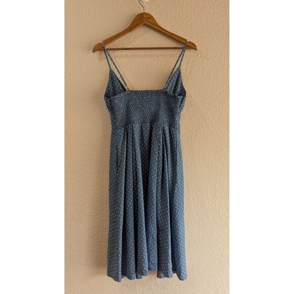 Bonnie Bell Blue and White Polka Dot Midi Flare Dress Size Medium - Picture 7 of 13